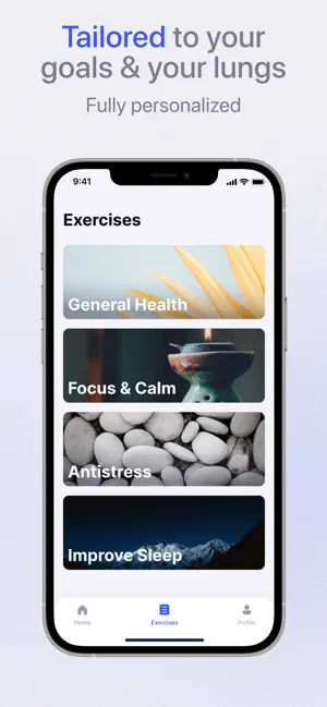 Breathing session interface